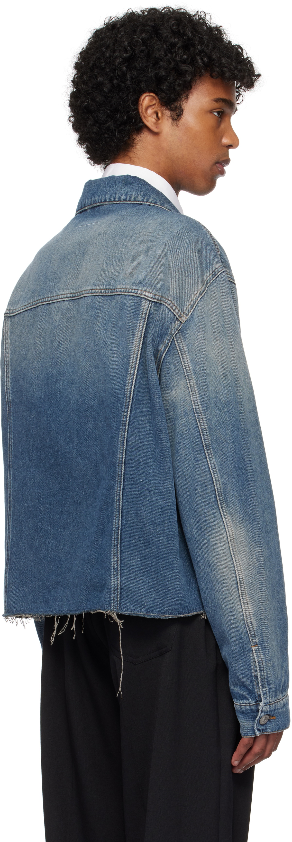 MM6 Maison Margiela Blue Raw Edge Denim Jacket MM6 Maison Margiela
