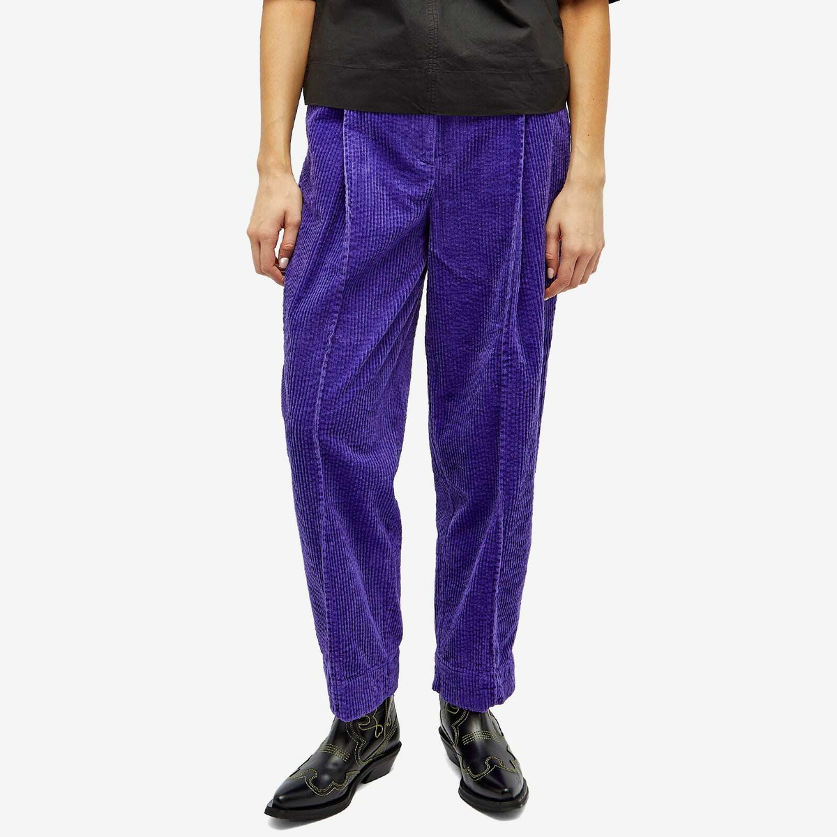 GANNI Stretch-Velvet Flare-Leg Pants