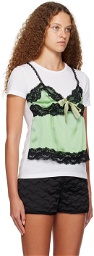 Anna Sui White & Green Layered T-Shirt