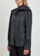 Saint Laurent Patterned Silk Blouse Dark Blue