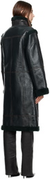 Helmut Lang Khaki Zip Shearling Coat