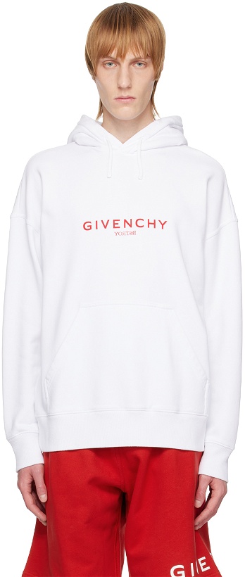 Photo: Givenchy White Printed Hoodie