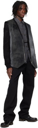 System Black Knotted Faux-Suede Vest