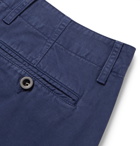 Mr P. - Blue Wide-Leg Garment-Dyed Peached Cotton-Twill Suit Trousers - Blue