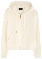 Juicy Couture Robertson Hooded Velour Sweatshirt Cream