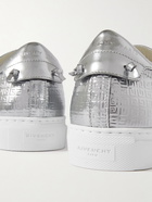 Givenchy - Urban Street Logo-Embossed Metallic Leather Sneakers - Silver