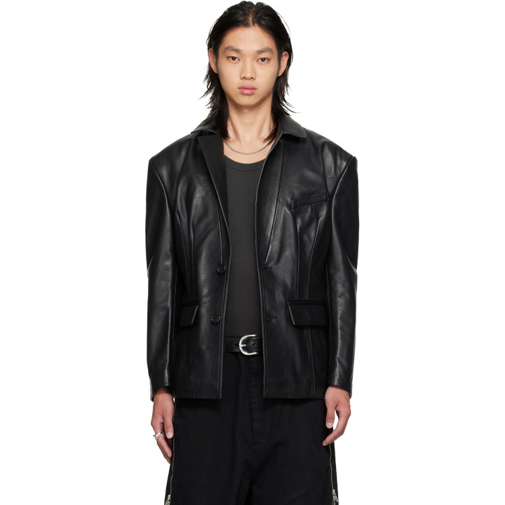Photo: LU'U DAN Black Cinched Leather Blazer
