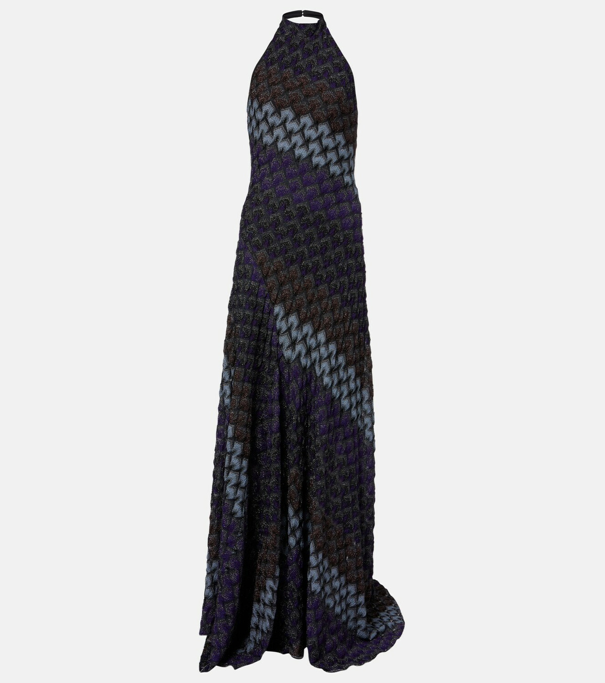 Missoni Halterneck knitted lamé gown