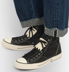 visvim - Skagway Fringed Leather-Trimmed Canvas High-Top Sneakers - Black