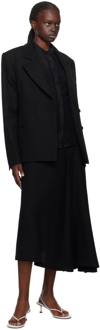 BITE Black Curved Midi Skirt