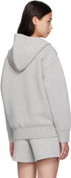 ANINE BING Gray Bond Zip Up Framed Monogram Hoodie