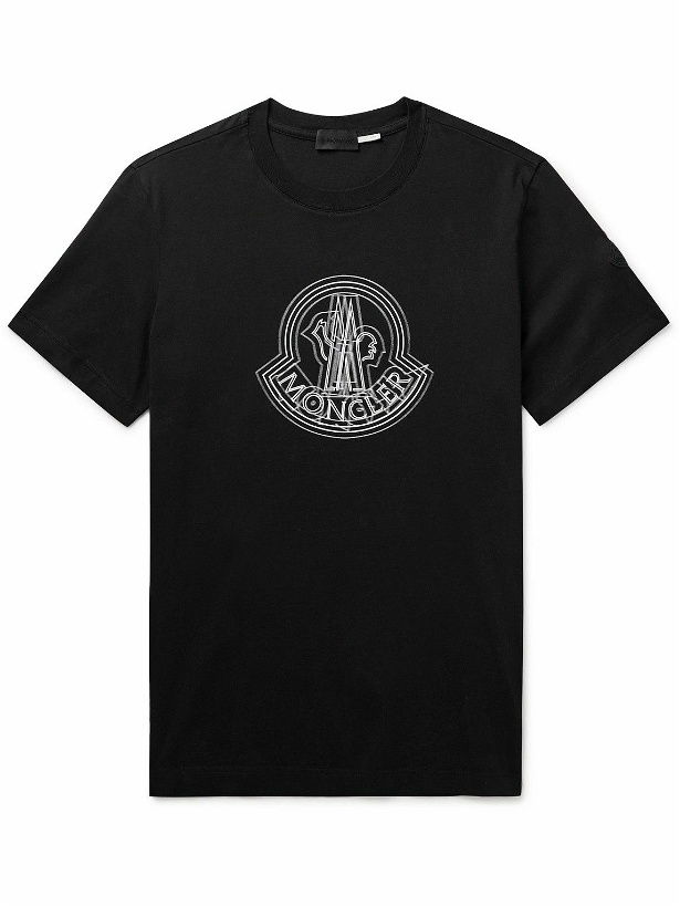 Photo: Moncler - Logo-Appliquéd Printed Cotton-Jersey T-Shirt - Black