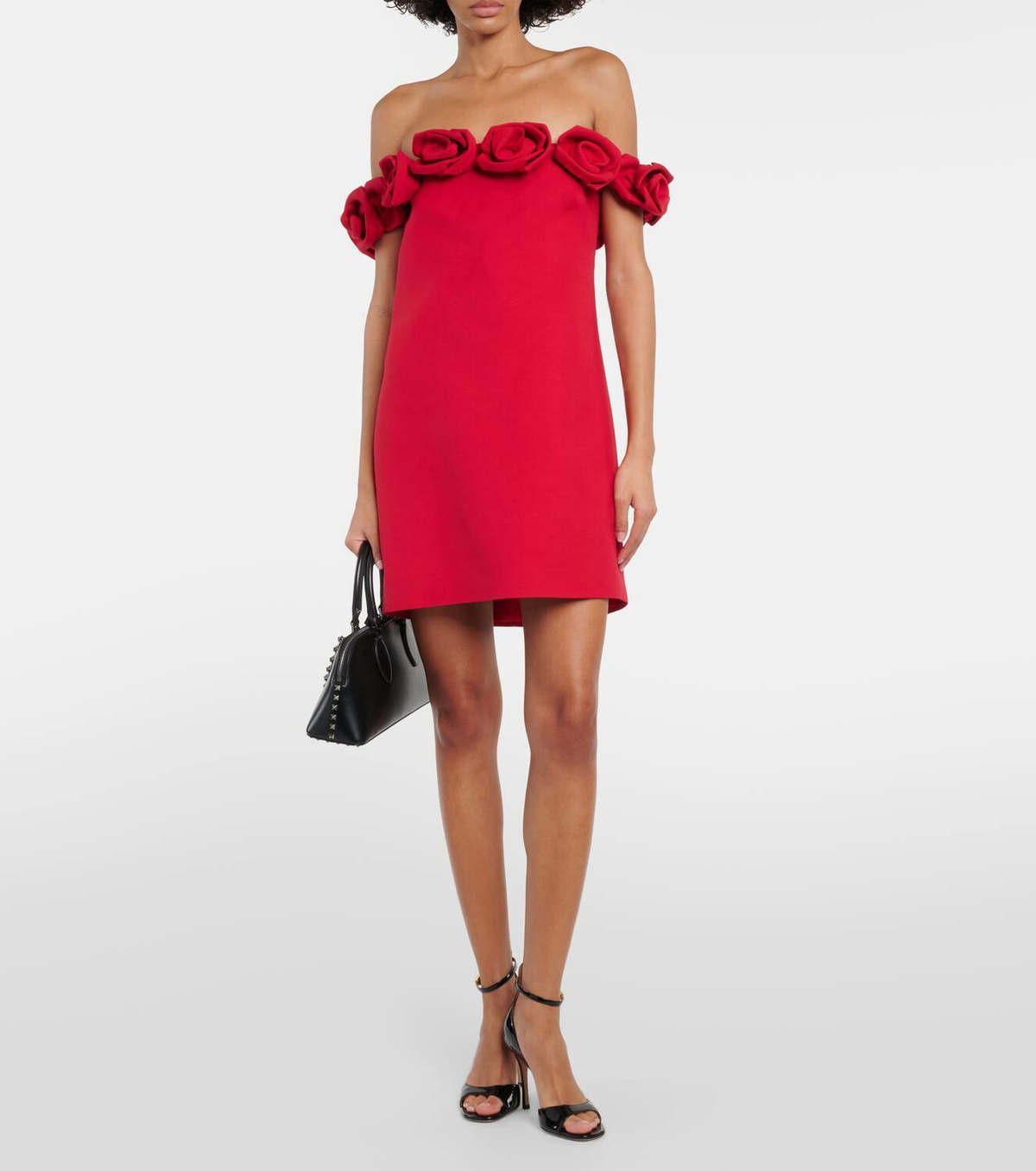 Crepe Couture floral-appliqué minidress in red - Valentino | Mytheresa