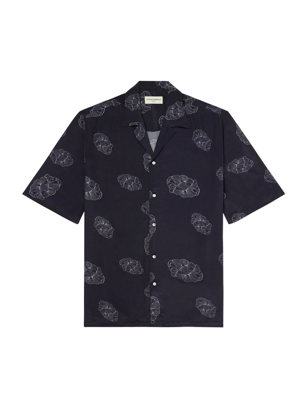 Photo: Officine Générale - Eren Camp-Collar Sateen Printed Shirt - Black