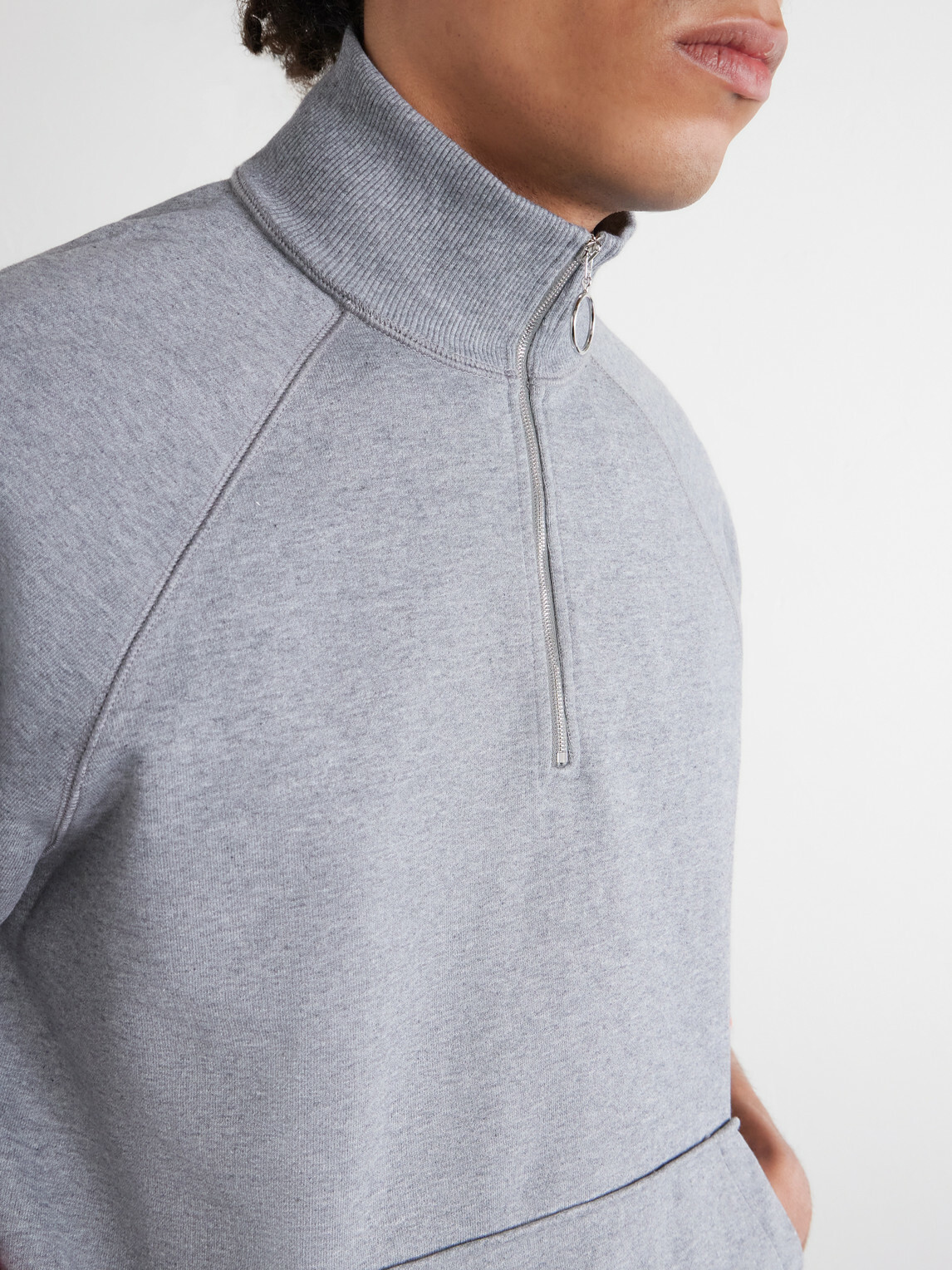 Drake's - Cotton-Jersey Half-Zip Sweater - Gray