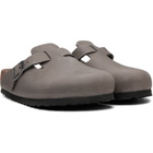 Birkenstock Gray Regular Boston Soft Footbed Oiled Leather Loafers