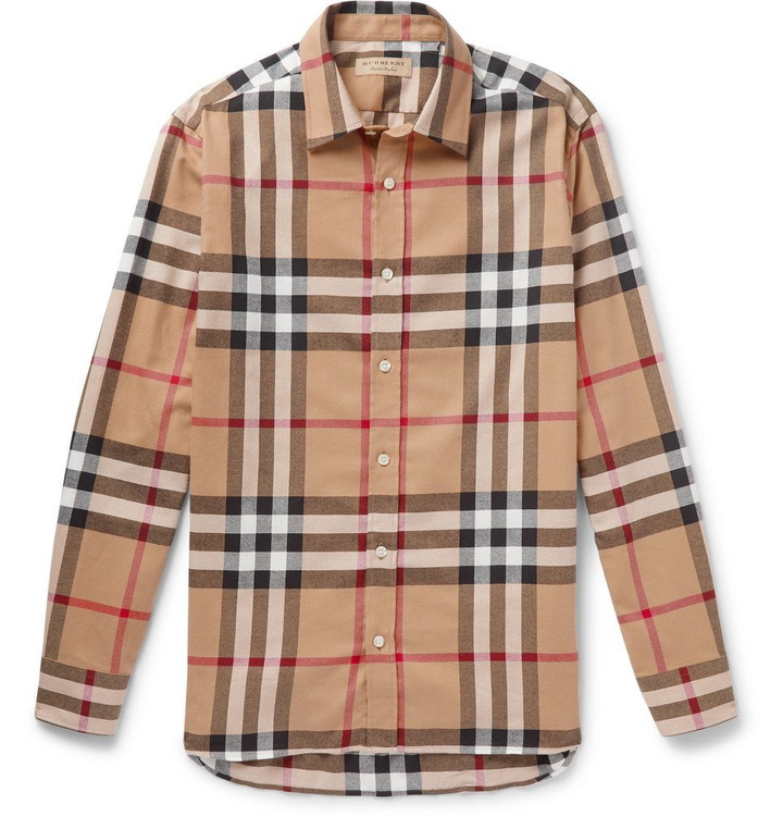 Photo: Burberry - Checked Cotton-Flannel Shirt - Men - Camel