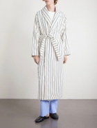 TEKLA - Belted Striped Organic Cotton-Terry Robe - Green