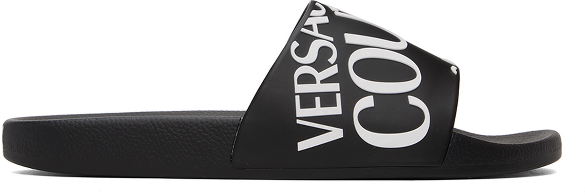 Versace Jeans Couture Black Logo Slides Versace