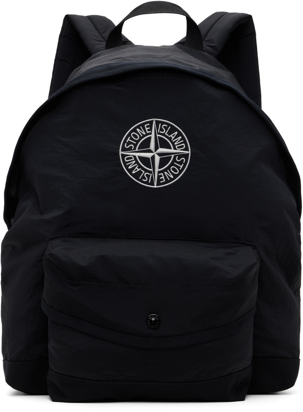 Photo: Stone Island Junior Kids Black Nylon Metal In Econyl Backpack