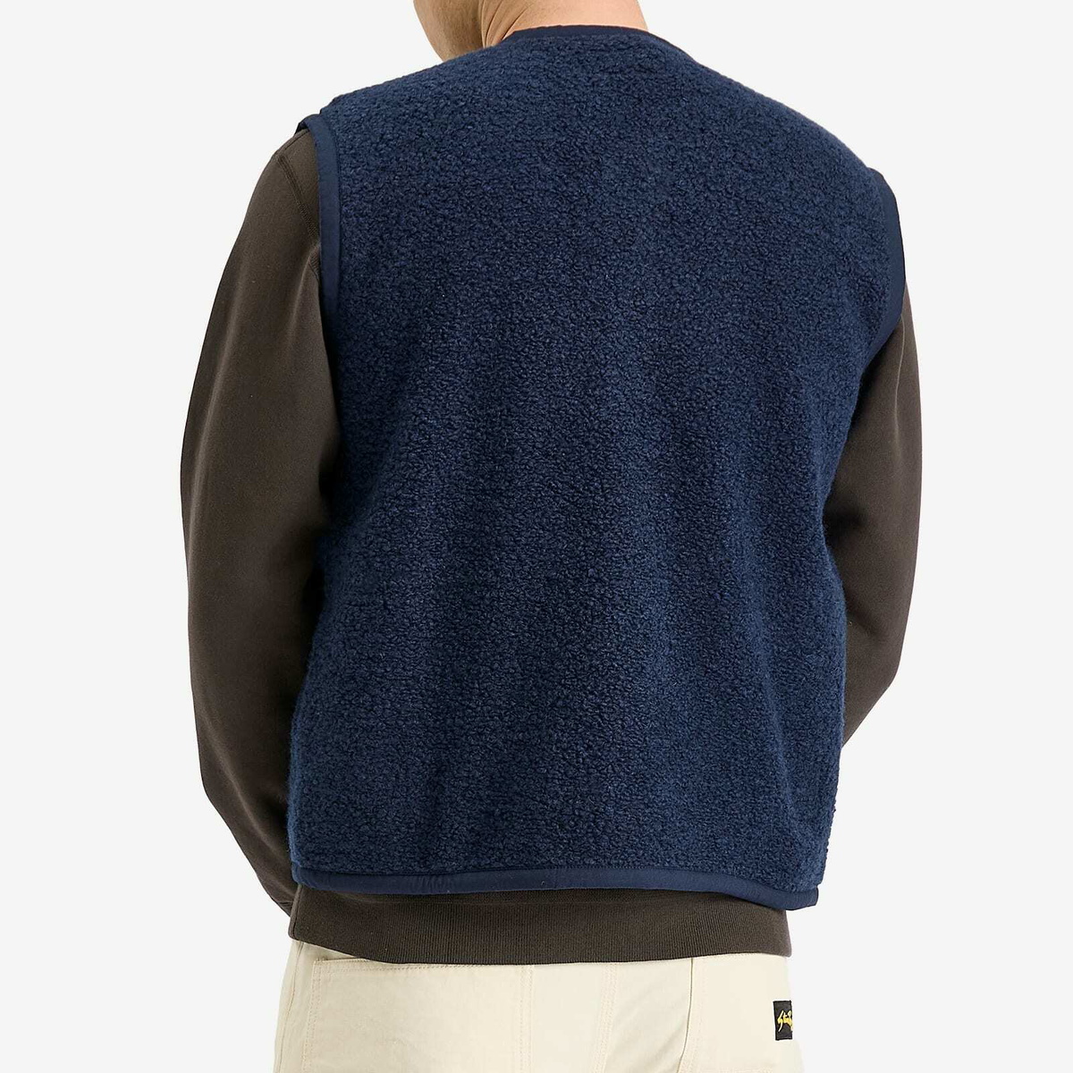 Universal Works Men's Boucle Alvar Fleece Lancaster Gilet in Navy