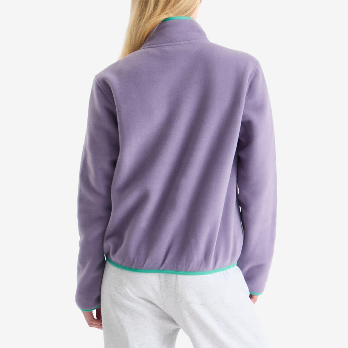 Sporty & Rich Women's Serif Logo Polar Sweatshirt in Dusty Grape Spring Green/Cream