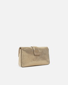 Pinko Mini Love Bag Suede Glitter Crossbody Bag Gold/Sand Antique Gold