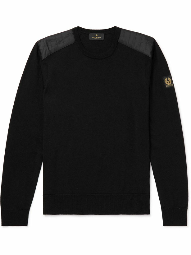 Photo: Belstaff - Kerrigan Ribbed Panelled Stretch-Knit Wool Sweater - Black