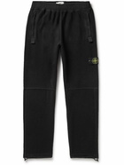 Stone Island - Tapered Logo-Appliquéd Garment-Dyed Cotton-Blend Fleece Sweatpants - Black