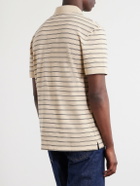 Valentino Garavani - VLogo Striped Cotton-Piqué Polo Shirt - Neutrals