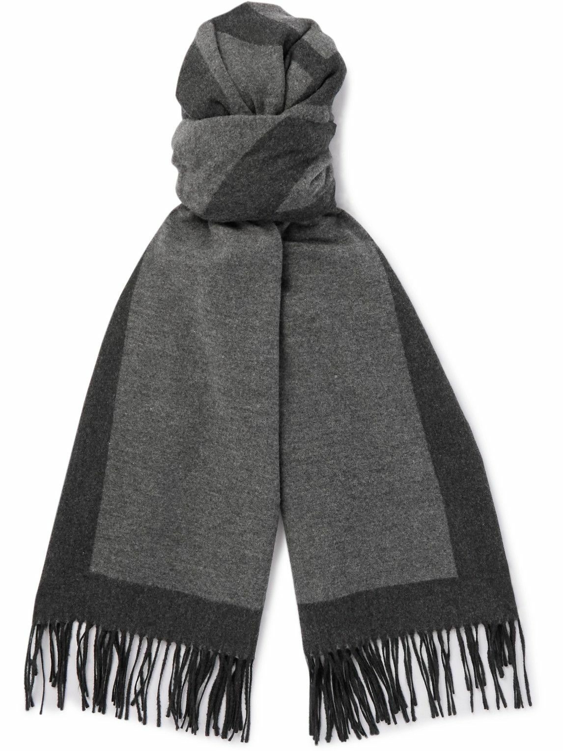 SAINT LAURENT - Fringed Logo-Embroidered Brushed-Silk Scarf