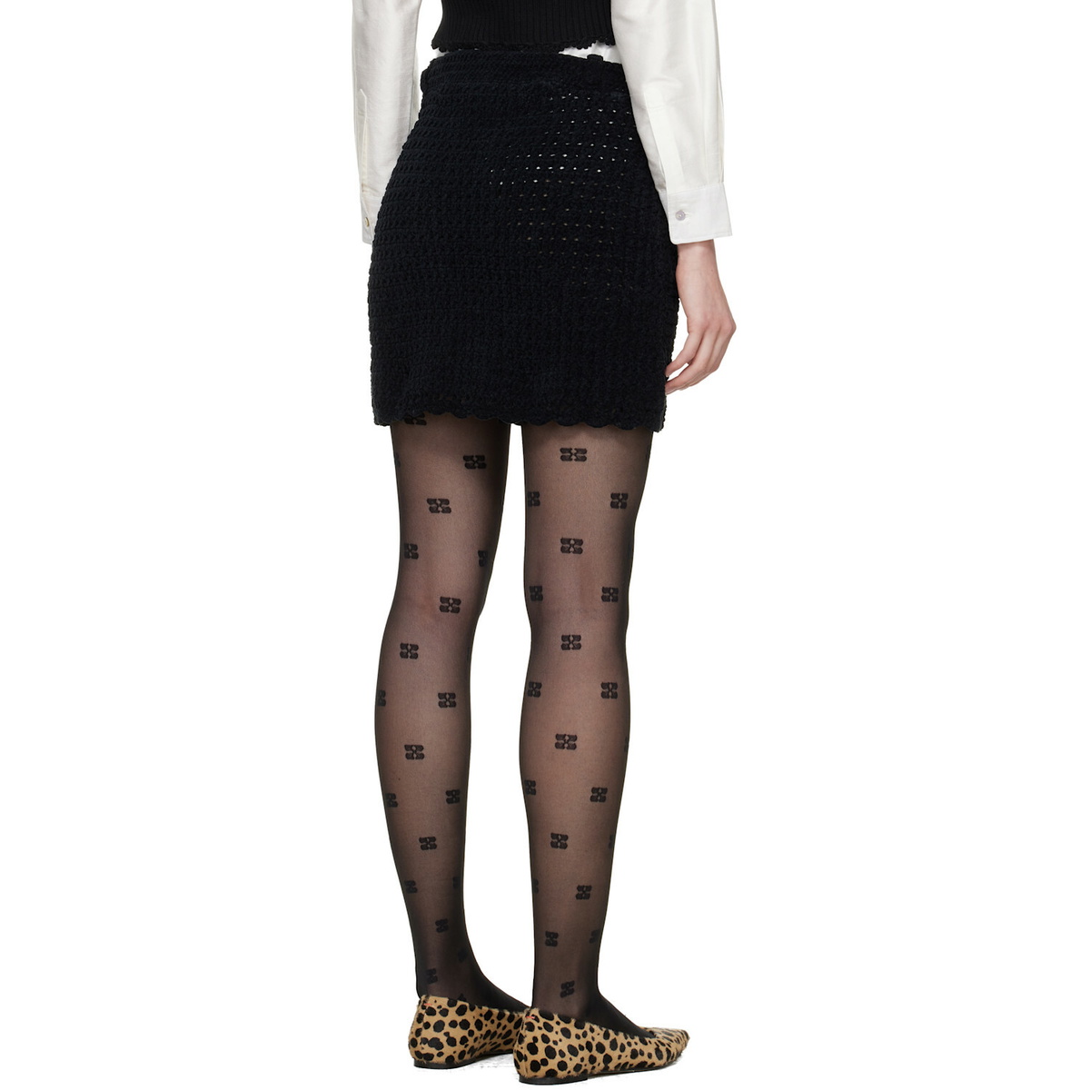 GANNI Black Crochet Miniskirt