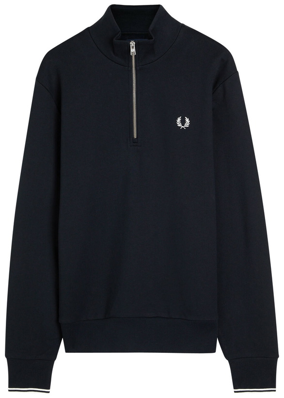 Photo: Fred Perry Half-zip Cotton Sweatshirt Navy