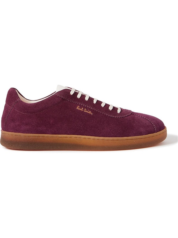 Photo: Paul Smith - Vantage Leather-Trimmed Suede Sneakers - Burgundy