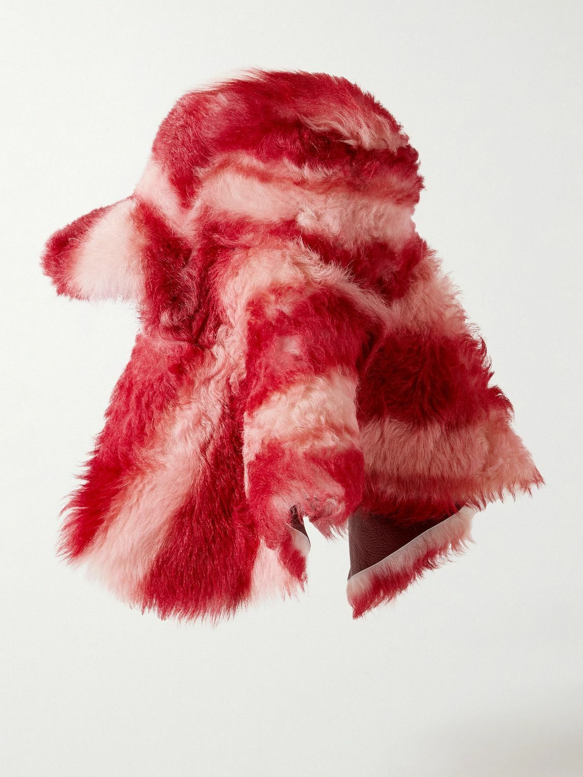 Marni - Striped Shearling Trapper Hat - Red Marni display picture 2