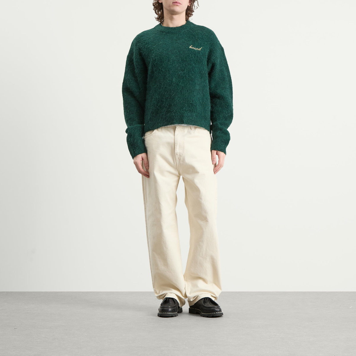 Bound Men's Dexter Cropped Alpaca Jumper in Forest Green