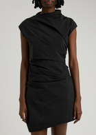 Paris Georgia Serge Gathered Taffeta Mini Dress Black