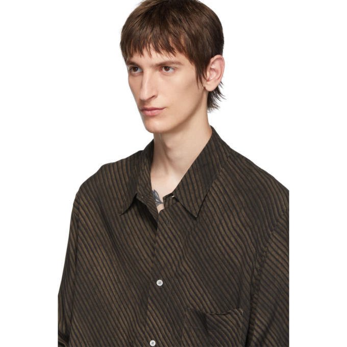 Lemaire Brown and Black Satin Shirt Lemaire