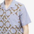 Universal Works Men's Sun Print Road Shirt in Gold/Blue