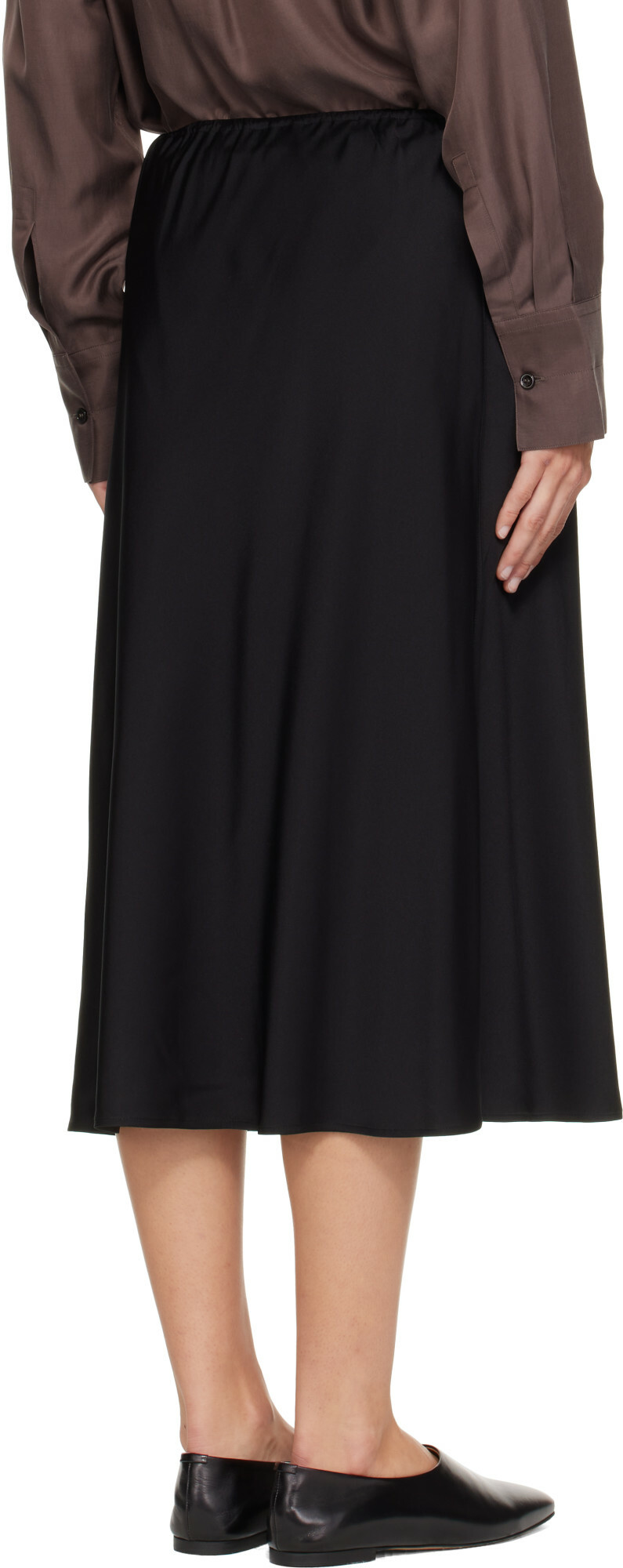 LISA YANG Black Silk Midi Skirt