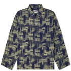 YMC Men's PJ Block Print Overshirt in Navy