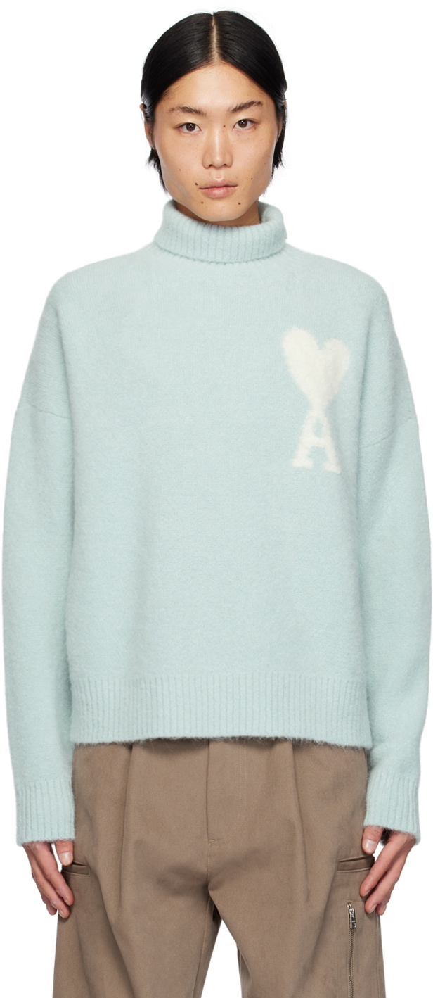AMI Paris Blue Ami de Cœur Turtleneck AMI