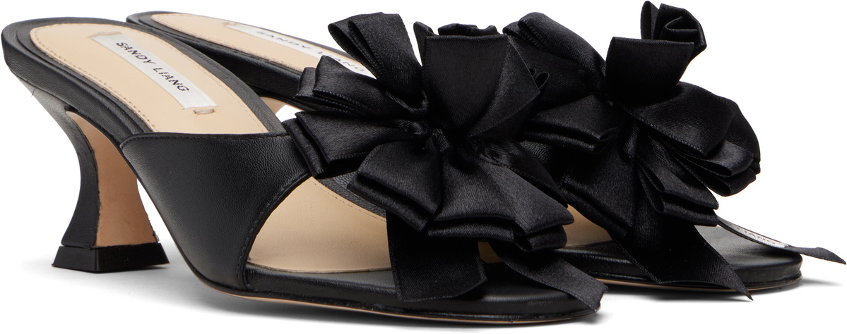 Sandy Liang Black Celebration Mule Heels