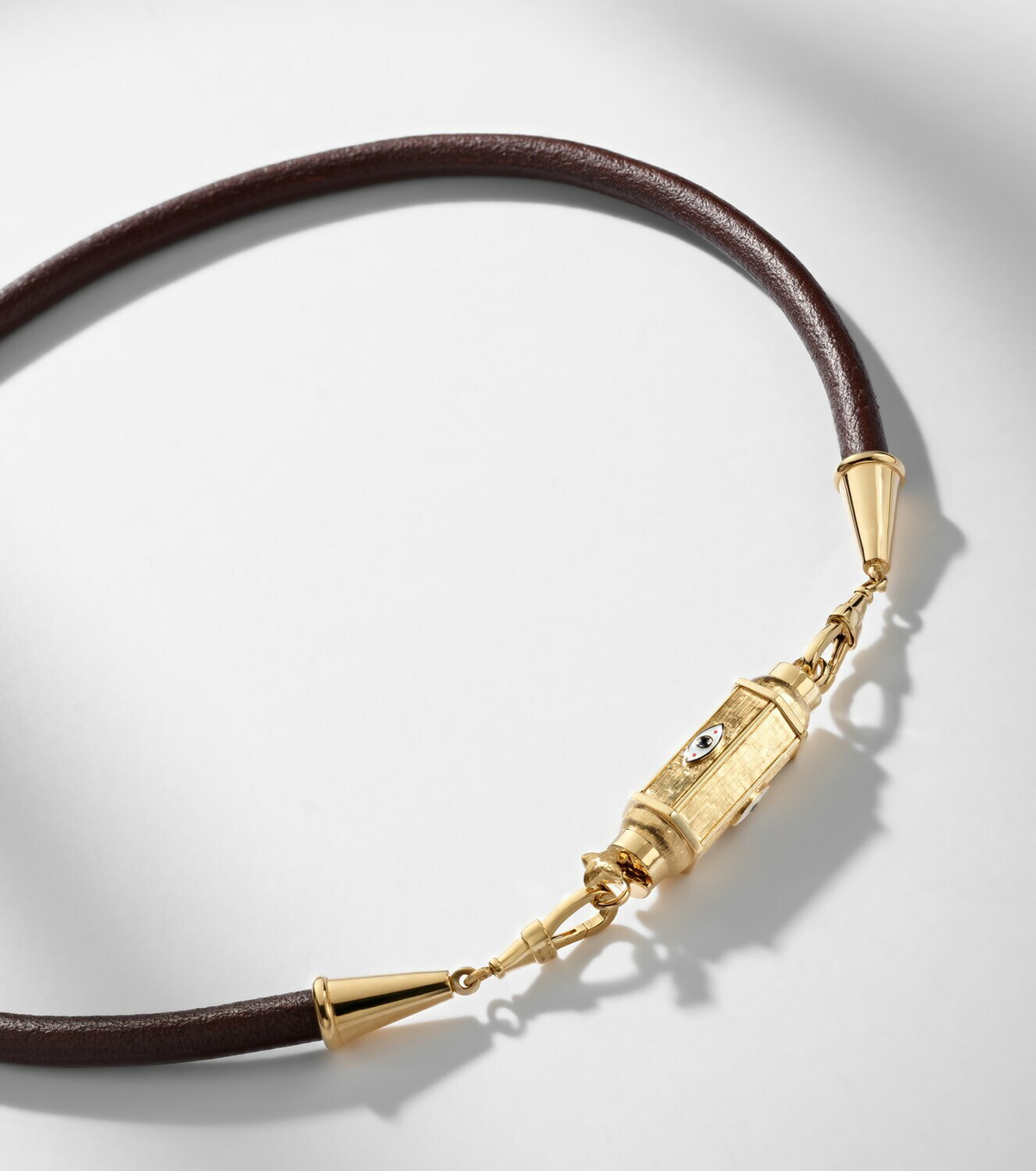 Marie Lichtenberg 18kt gold and leather necklace with sapphires