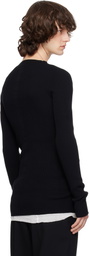 Rick Owens Black Temple Ribbed Round Neck Sweater