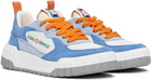 Casablanca White & Blue Suede Court Sneakers