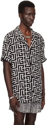 Balmain Black & Off-White Monogram-Printed Shirt