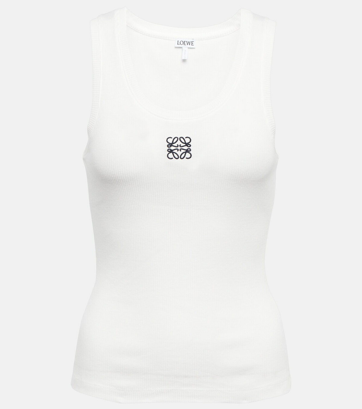 【送料&関税込】Loewe White Silk Tank Top Anagram tank top in silk White - LOEWE