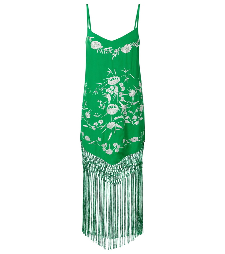 Photo: Camilla Embellished embroidered fringed silk minidress
