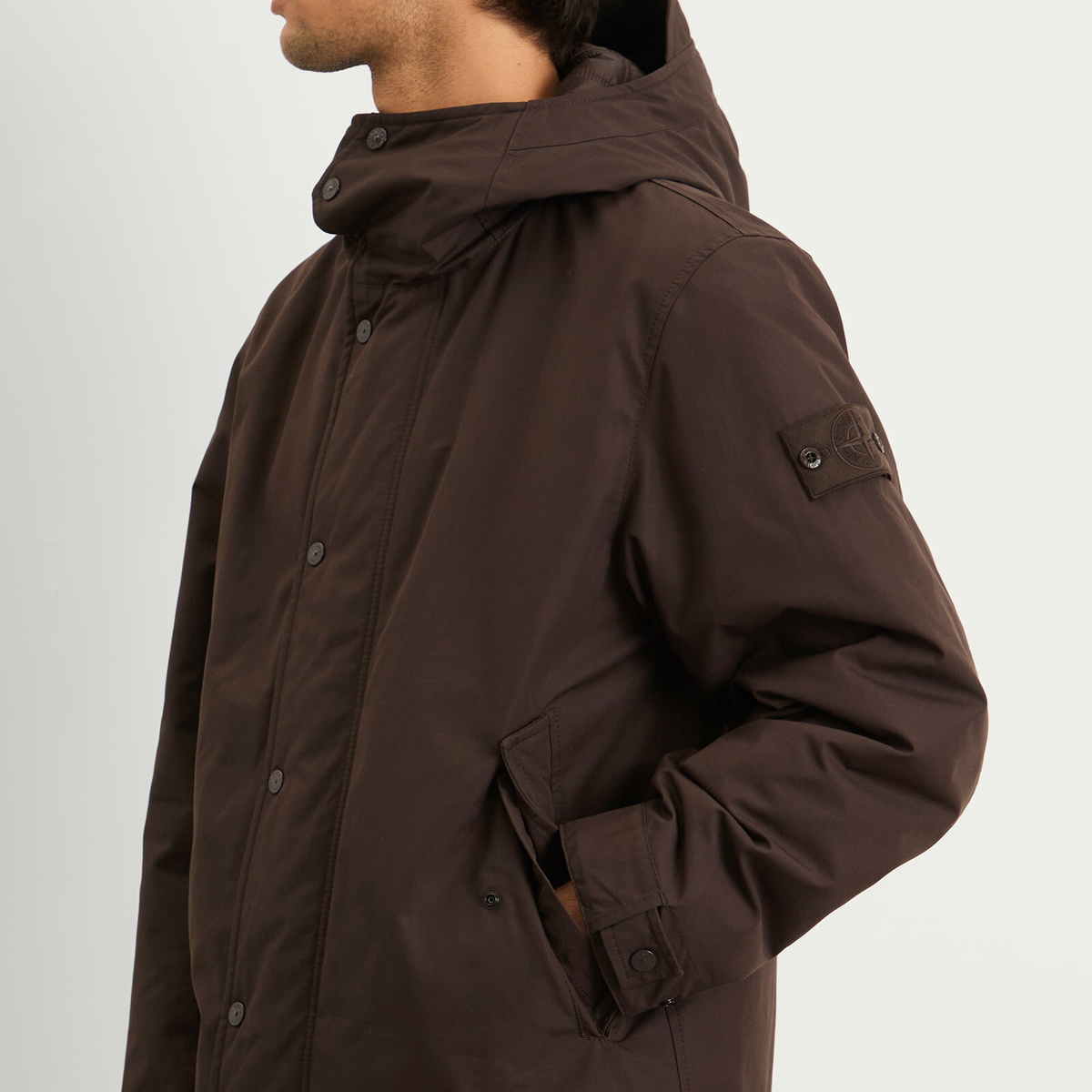 Stone Island Men's Ghost Weatherproof Cotton Canvas Parka Jacket in Dark Brown